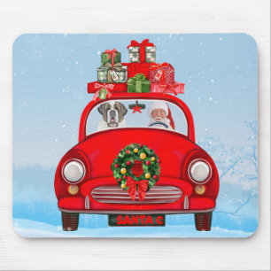 Mousepad Santo Bernard Dog No Carro Com Papai Noel