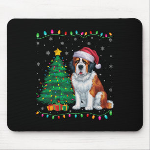 Mousepad Santo Bernard Dog Santa Hat Homens Mulheres Crianç