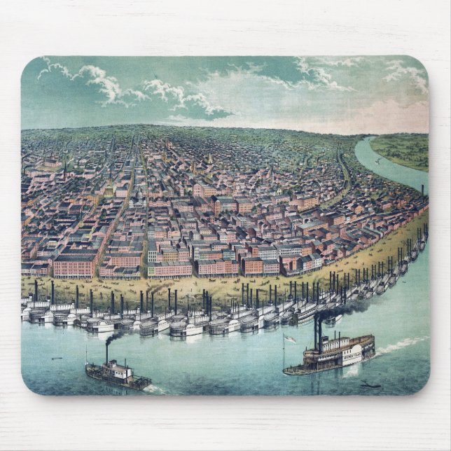 Mousepad Santo de Mapa Antiquado, Rio Louis Missouri (Frente)