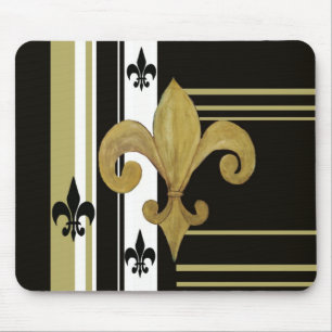Mousepad Santos Fleur de lis, preto e Dourado