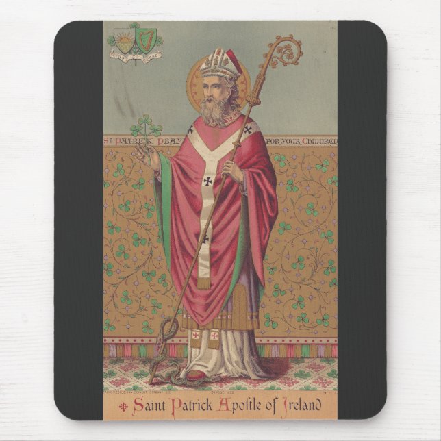 Mousepad São Patrício da Irlanda Arte Céltica Sagrada (Frente)