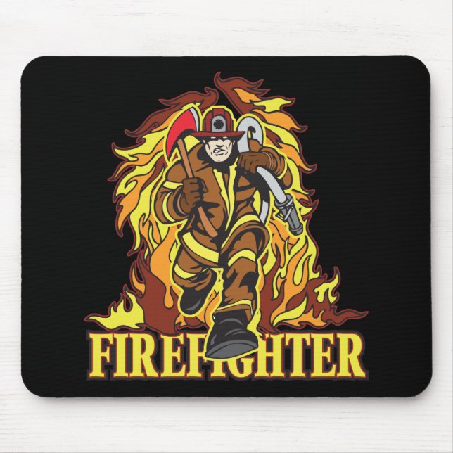 Mousepad Sapador-bombeiro das chamas Raging (Frente)