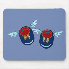 Mousepad Sapatos azuis e vermelhos alados fofos