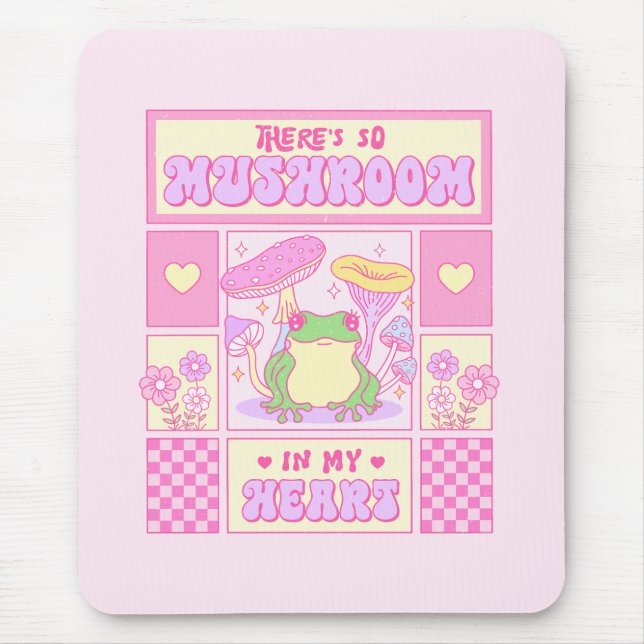 Mousepad Sapo bonito e cogumelo - Romântico engraçado (Frente)