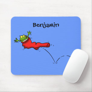 Mousepad Sapo bonito em um desenho de salto em meia vermelh