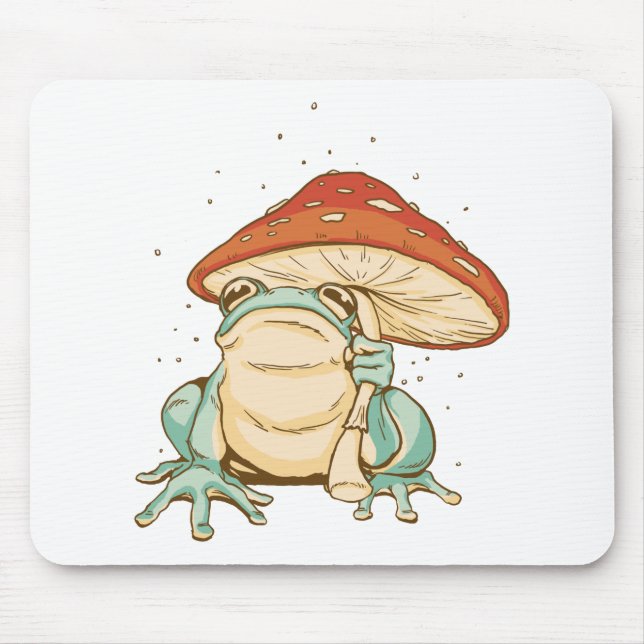 Mousepad Sapo cottagecore com cogumelo (Frente)