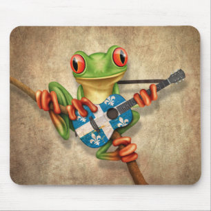 Mousepad Sapo de árvore que joga a guitarra da bandeira de
