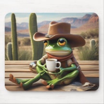 Sapo de cowboy bonito com o mouse de café