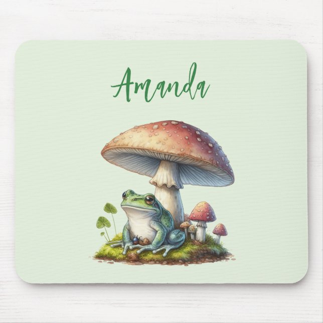 Mousepad Sapo Debaixo de um Cogumelo Natureza Fofa (Frente)