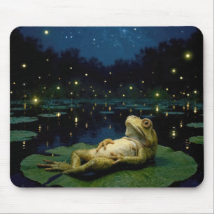 Mousepad Sapo Olhando para Estrelas e Vagalumes