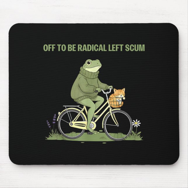 Mousepad Sapo retrô de bicicleta gato fora para ser escória (Frente)