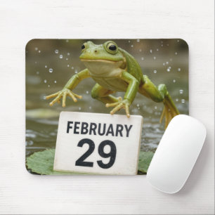 Mousepad Sapo Saltando Sobre a Data de 29 de Fevereiro