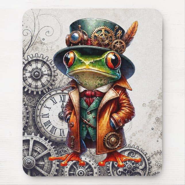 Mousepad Sapo Steampunk & Engrenagens  (Frente)