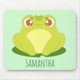 Mousepad Sapo Verde Sentado Na Folha