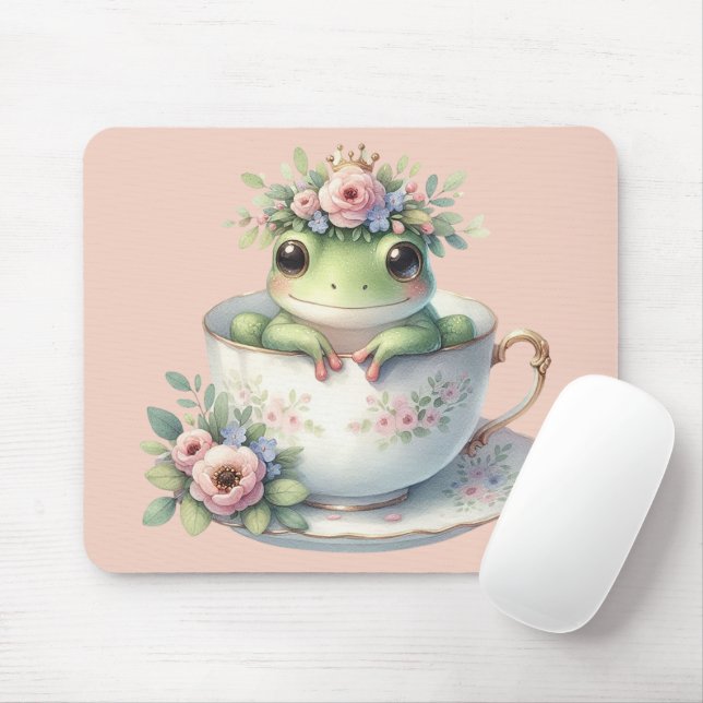 Mousepad Sapo Whimsical em Floral Teacup (Com mouse)