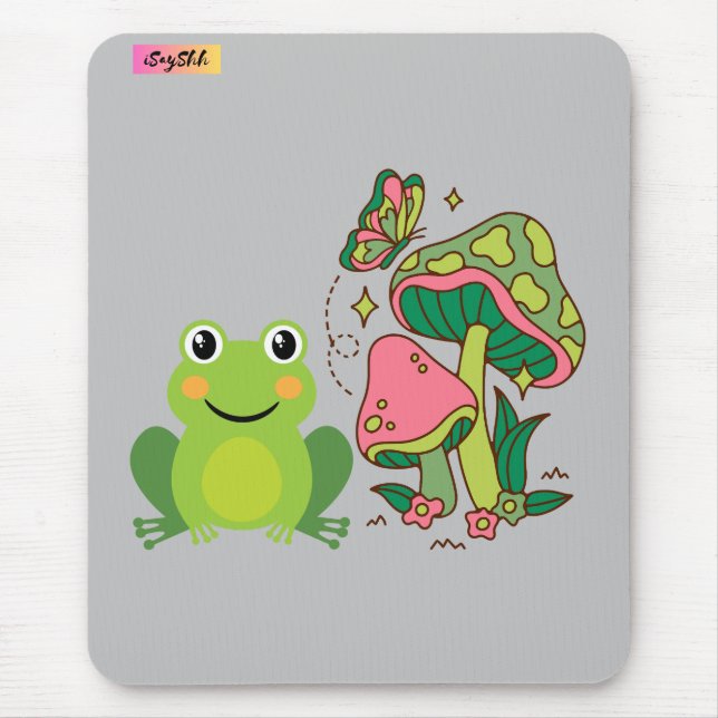 Mousepad sapos, cogumelos e borboletas (Frente)