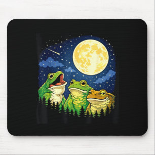 Mousepad Sapos uivando meme lua montanhas pinheiros naturez