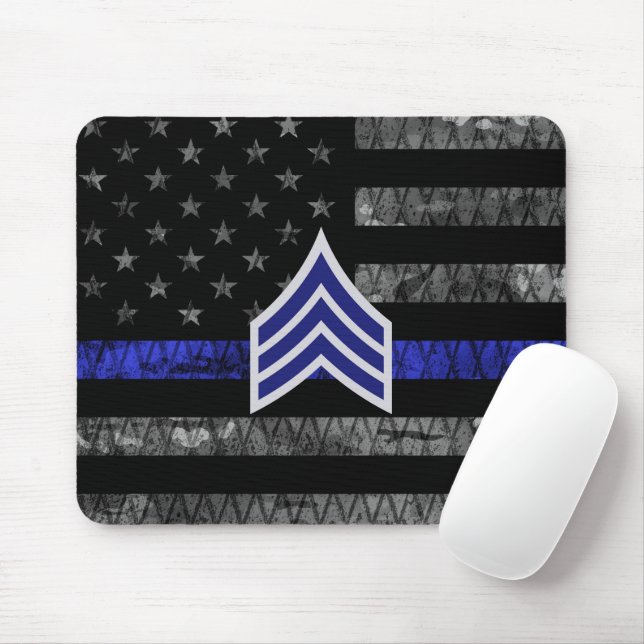 Mousepad Sargento Stripes Thin Blue Line Sinalizador de Dis (Com mouse)