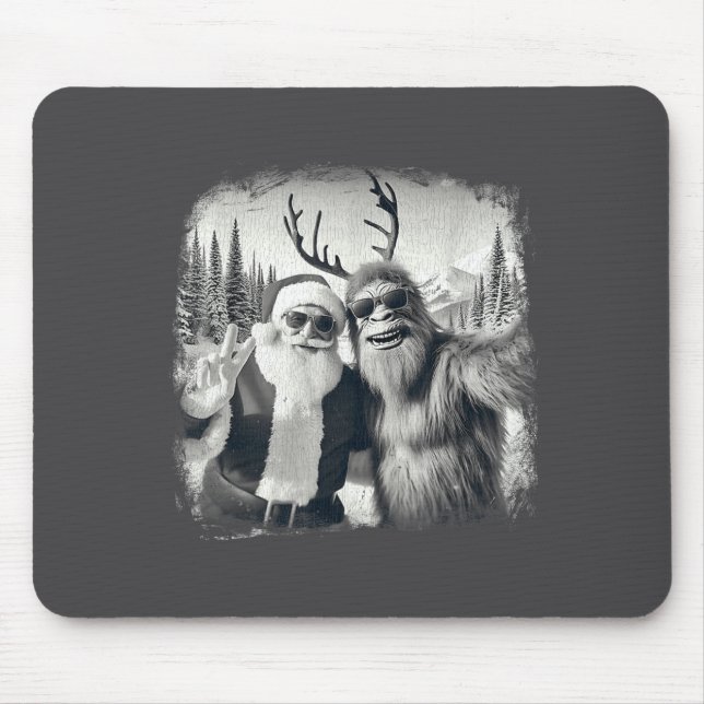Mousepad Sasquatch 67 Árvore de Natal Santa Bigfoot Engraça (Frente)