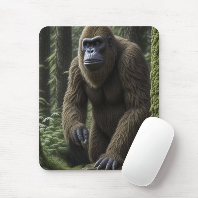 Mousepad Sasquatch Bigfoot esquadrado por uma árvore (Com mouse)