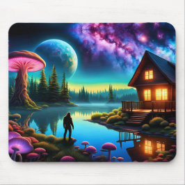 Mousepad Sasquatch Observando nebulosas em um planeta dista