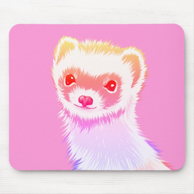 Mousepad Sassy Ferret Em Cores Do Arco-Íris (Frente)