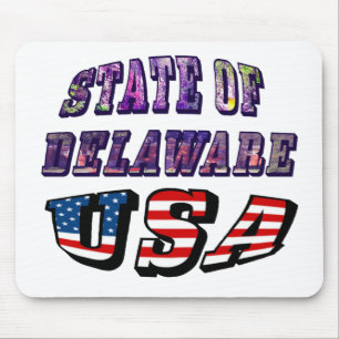 Mousepad Sate of Delaware Picture and USA Flag Text