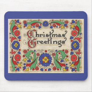 Mousepad Saudações de Natal Antigas com Bordas Decorativas