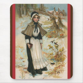 Mousepad Saudações do Dia de Ação de Graças com uma Mulher 