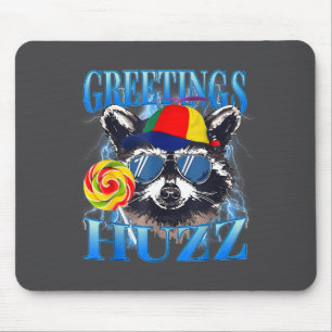 Mousepad Saudações Huzz Meme de Guaxinim Caos Humor Vibraçõ