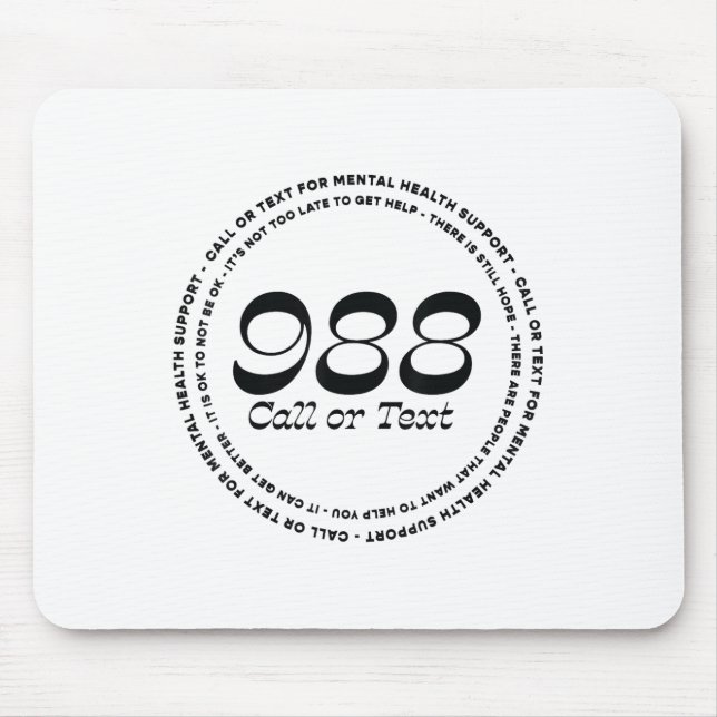 Mousepad Saúde Mental 988 Prevenção de Suicídio  (Frente)
