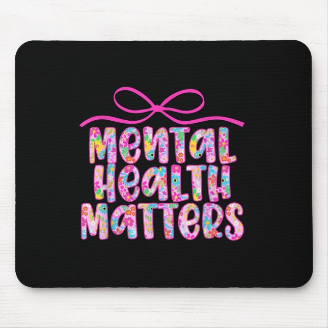 Mousepad Saúde Mental Retro Conscientização Floral Coquette (Frente)
