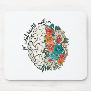 Mousepad Saúde Mental S Cérebro Floral Awarene Mental Healt