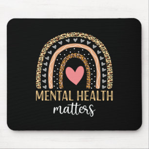 Mousepad Saúde Mental S Consciência Camisa Arco-Íris Leopar