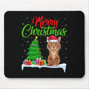 Mousepad Savannah Cat Árvore de Natal Luzes Xmas Savannah C