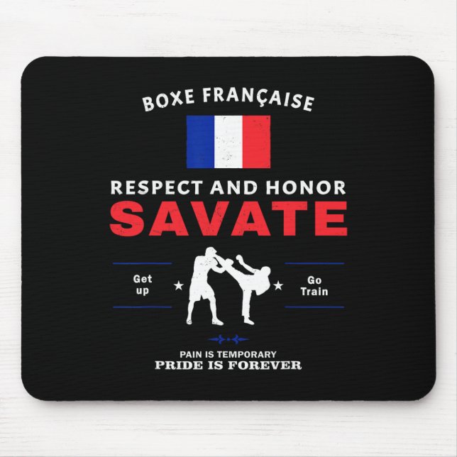Mousepad Savate Boxe Francês Savate Kickboxing Lutador  (Frente)