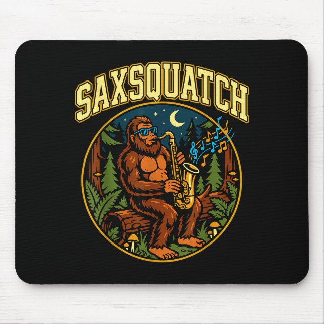 Mousepad Saxsquatch Bigfoot Saxophone Player Jazz Music Hum (Frente)