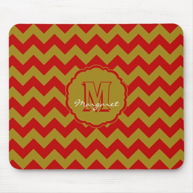Mousepad SC Chevron Mouse Pad-Red e Dourado (Frente)