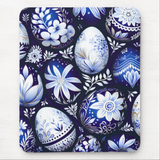 Mousepad Scandinavian Blue Easter Egg Spring Floral