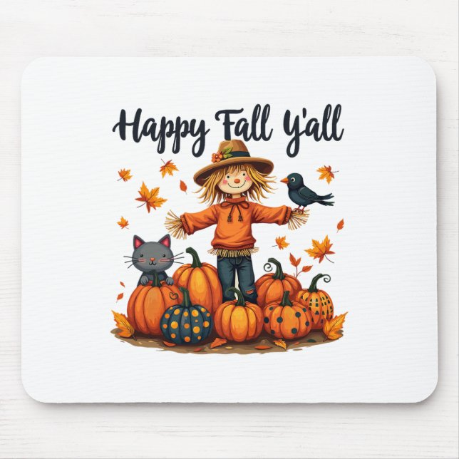 Mousepad Scarecrow Happy Fall Y Todos Dia de Ação de Graças (Frente)