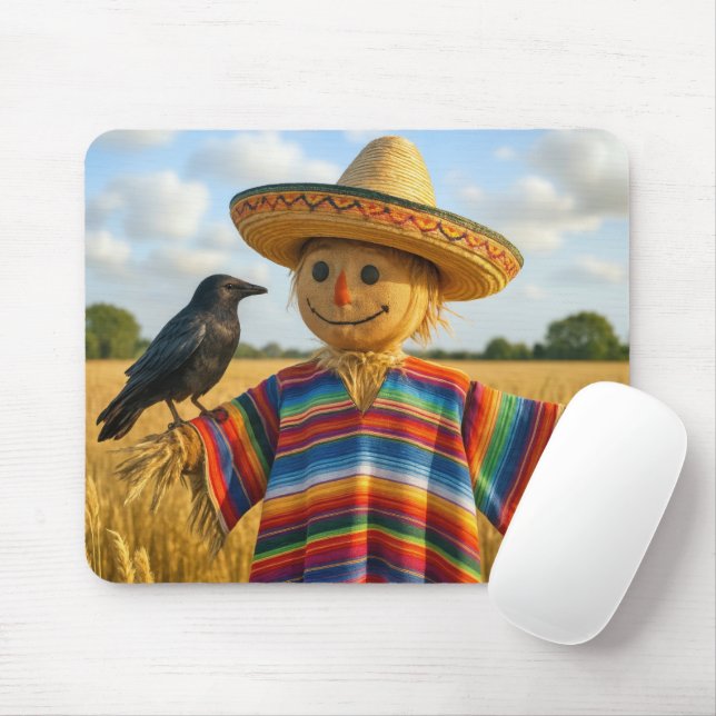 Mousepad Scarecrow Wearing a Sombrero and Poncho (Com mouse)