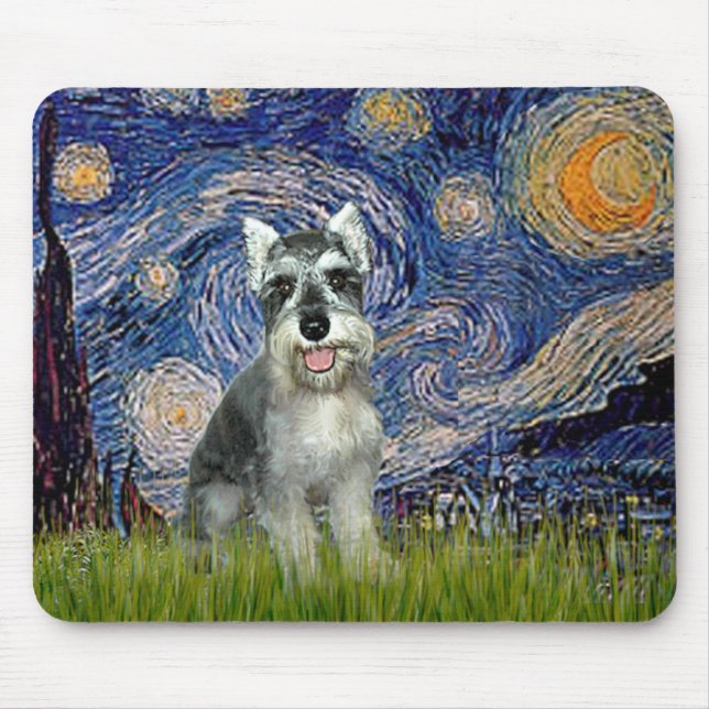 Mousepad Schnauzer 8cr - Noite Estrelada (Frente)