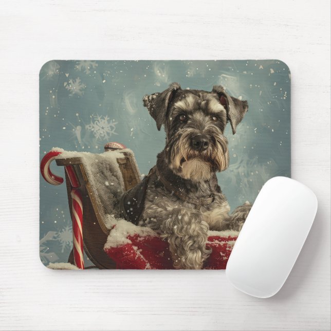 Mousepad Schnauzer Cachorro Natal Festivo (Com mouse)