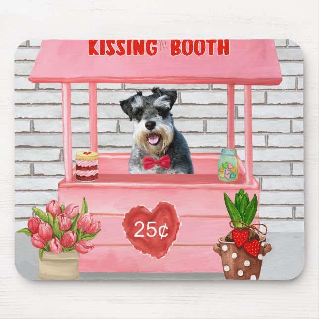 Mousepad Schnauzer Dia de os namorados Cachorro Beijando Bo (Frente)