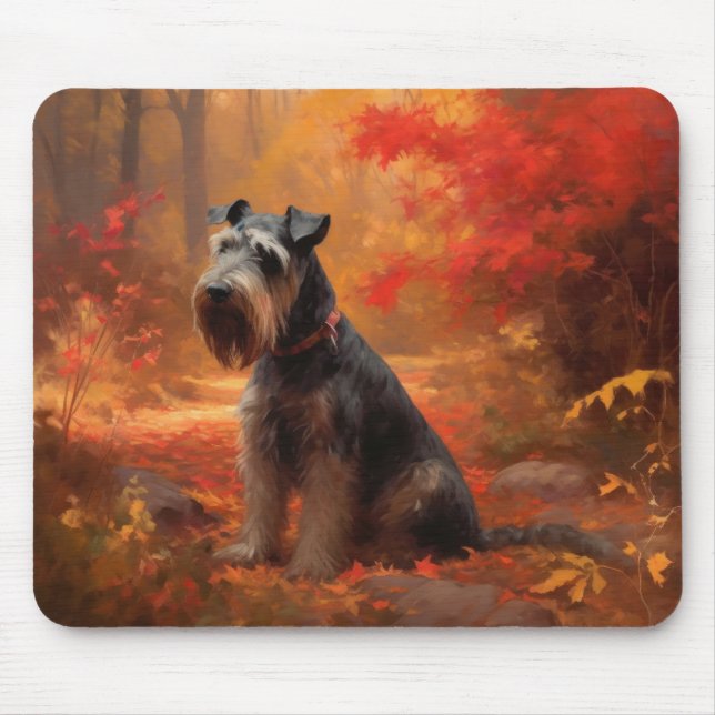 Mousepad Schnauzer: Folhas de outono caem inspiração (Frente)