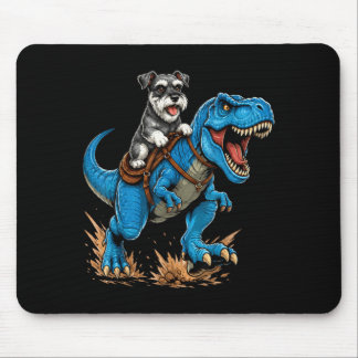 Mousepad Schnauzer Miniatura Montando Dinossauro T Rex Engr