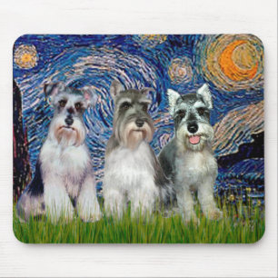Mousepad Schnauzers (três) - Starry Night