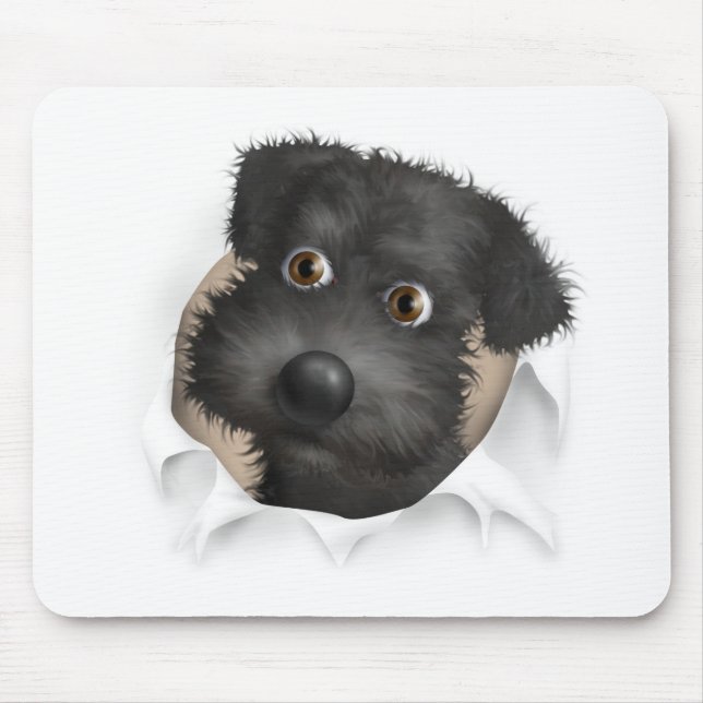 Mousepad Schnoodle (preto) que rebenta para fora (Frente)