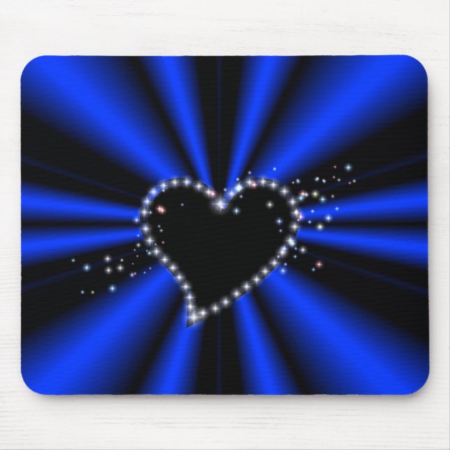 Mousepad schwarzes Herz mit Sternchen auf blau - schwarz (Frente)