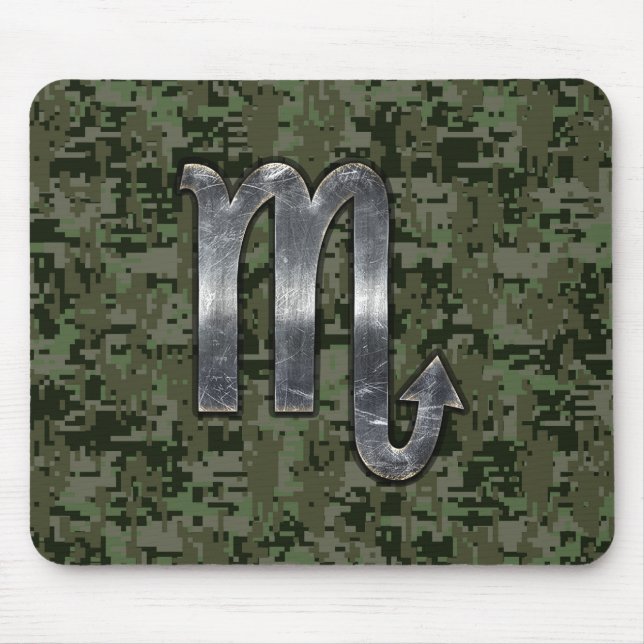 Mousepad Scorpio Zodiac - Símbolo Woodland Digital Camo (Frente)